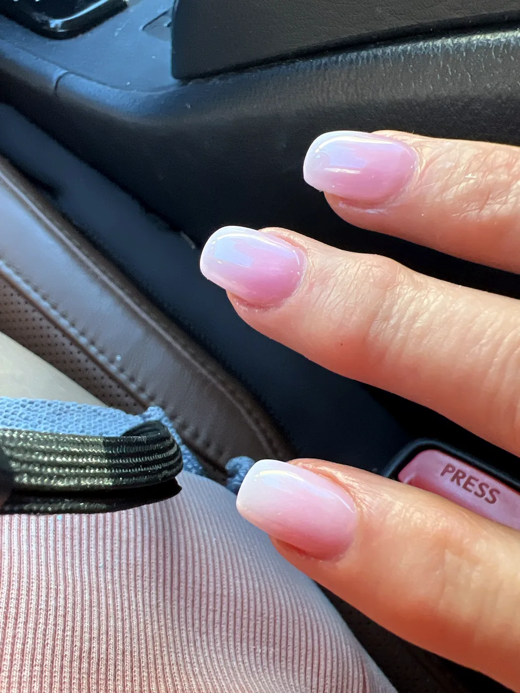 Pink-and-white ombré almond nails